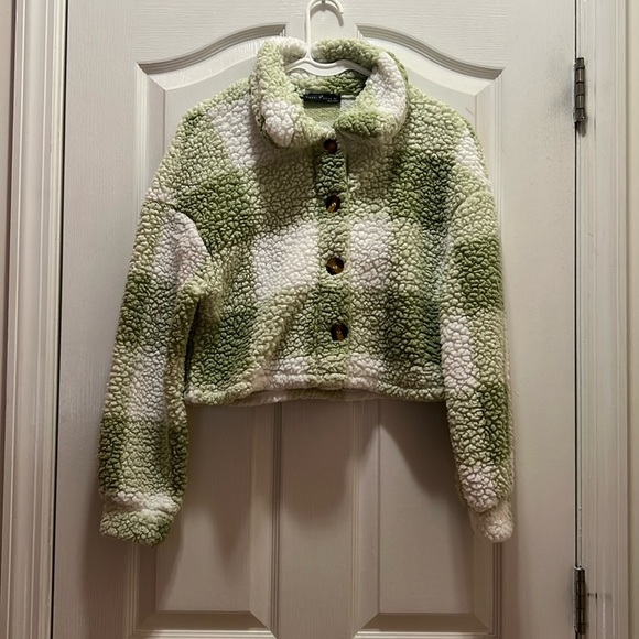 Emery Rose Jackets & Blazers - Emery Rose Crop Womens Warm Winter Teddy Jacket Buttoned Size XS